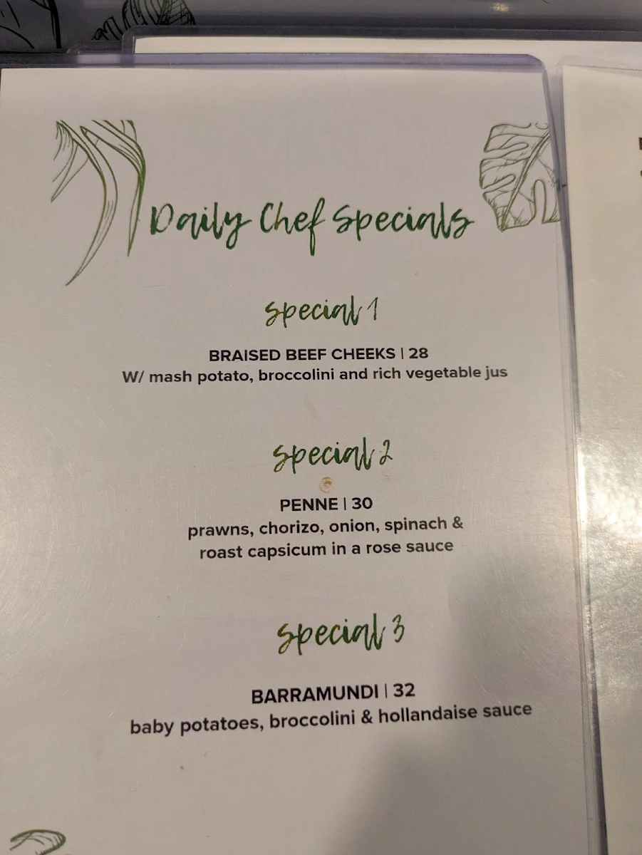 Menu, The Somerset Hotel