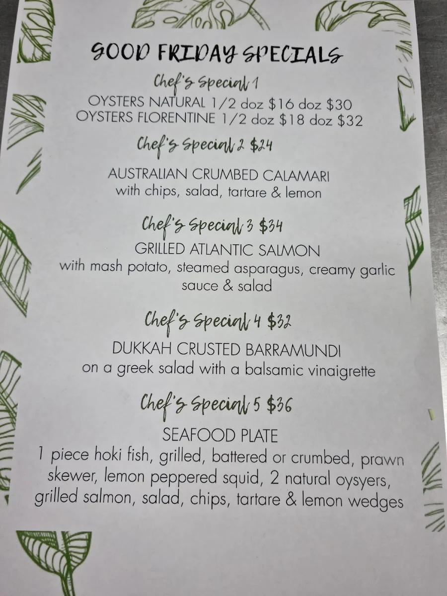 Menu, The Somerset Hotel