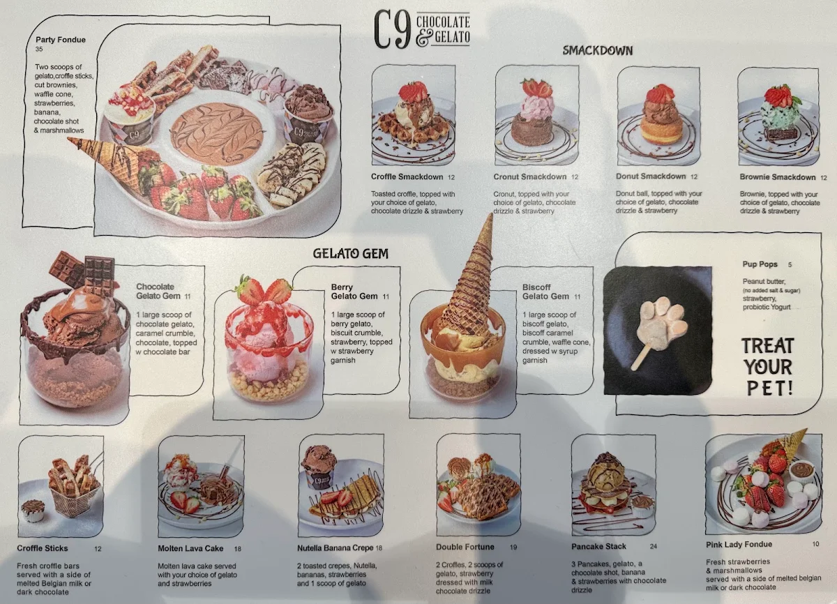 Menu, C9 Chocolate and Gelato Fitzroy