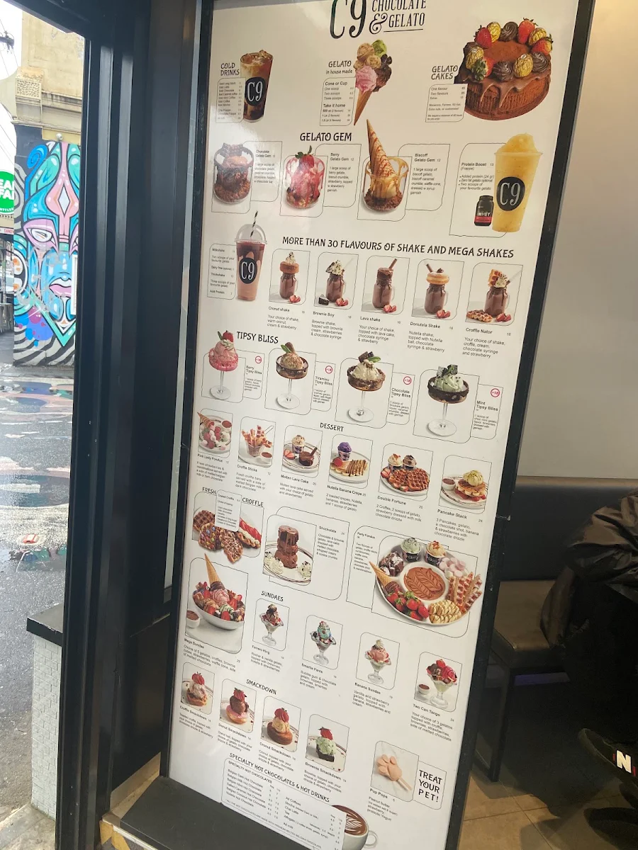 Menu, C9 Chocolate and Gelato Fitzroy