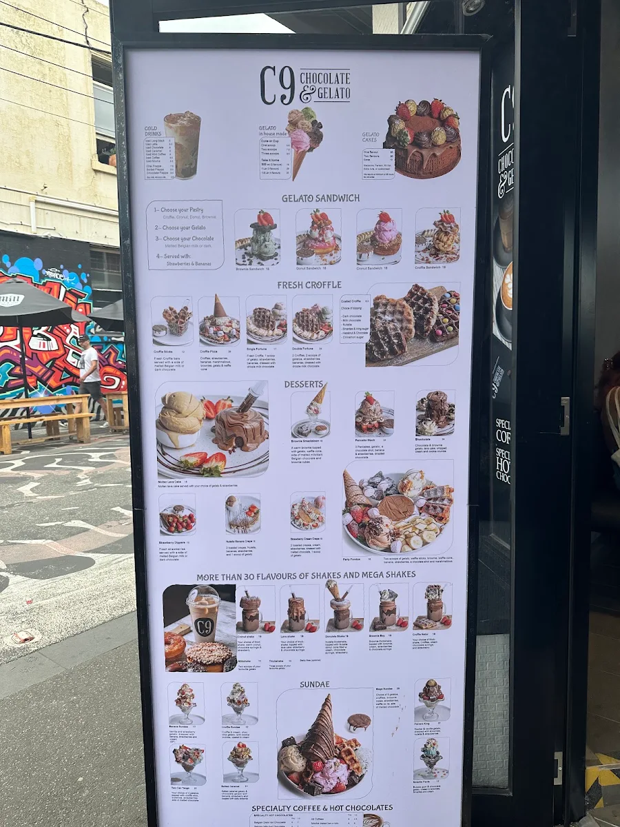 Menu, C9 Chocolate and Gelato Fitzroy