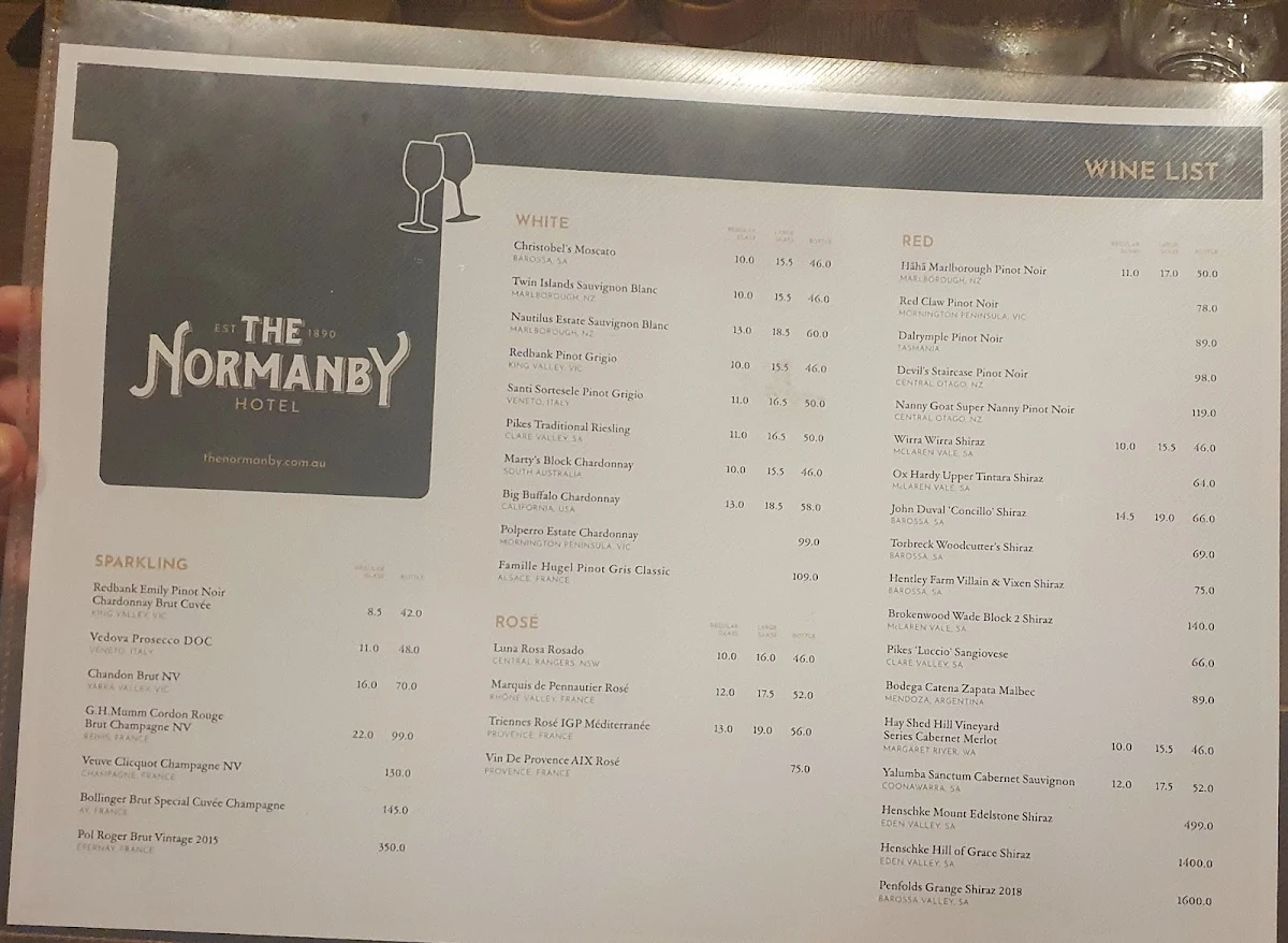 Menu, The Normanby Hotel