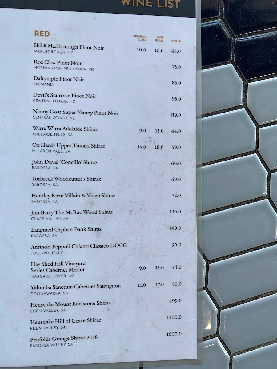 Menu, The Normanby Hotel