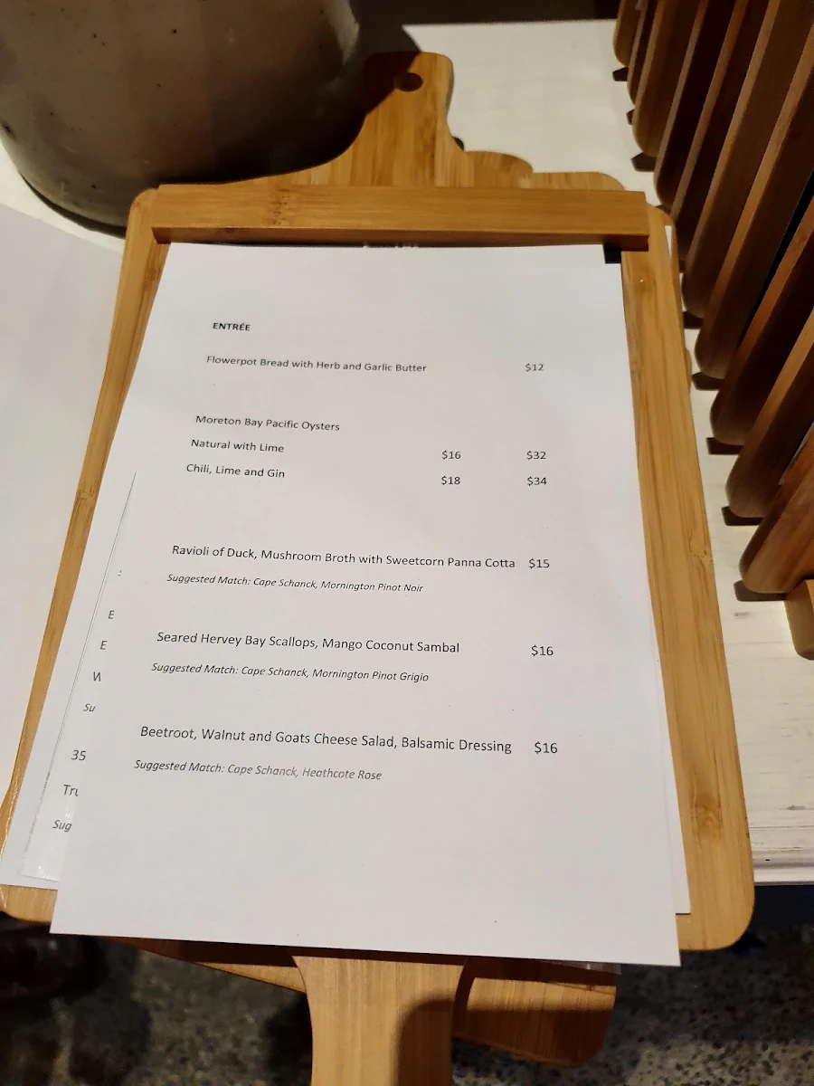 Menu, The Normanby Hotel