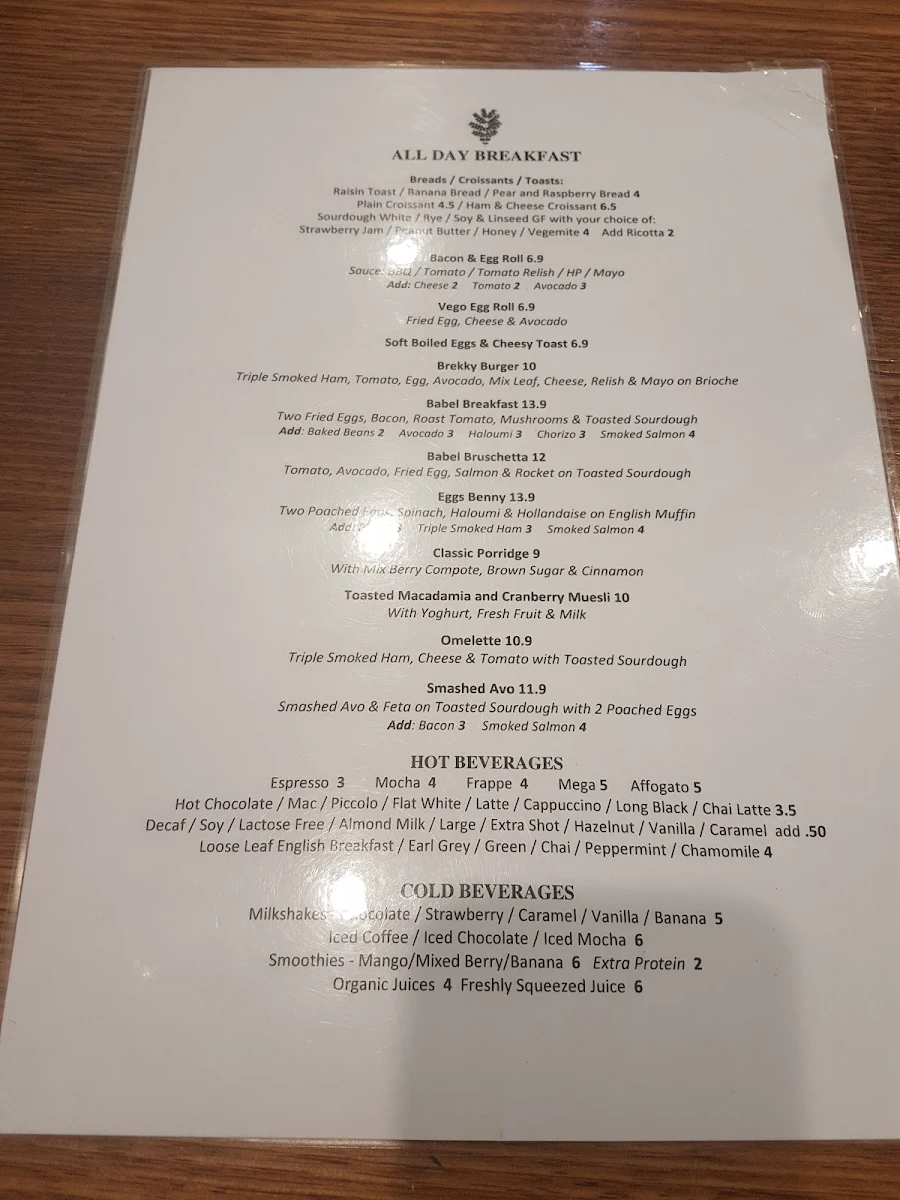 Menu, Babel