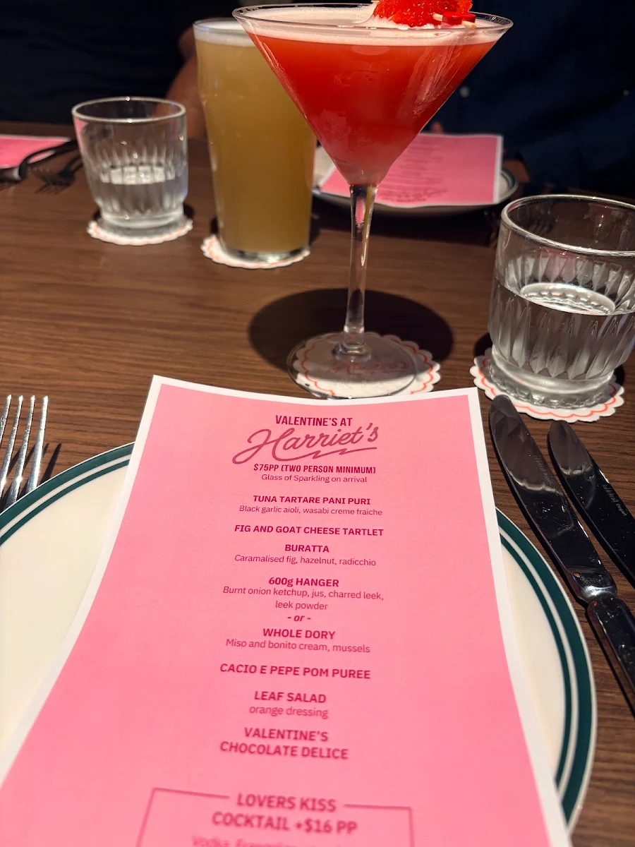 Menu, Harriet's