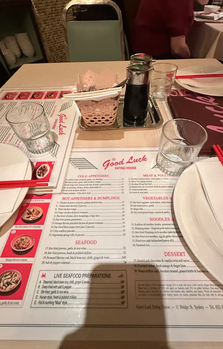 Menu, Good Luck Eating House