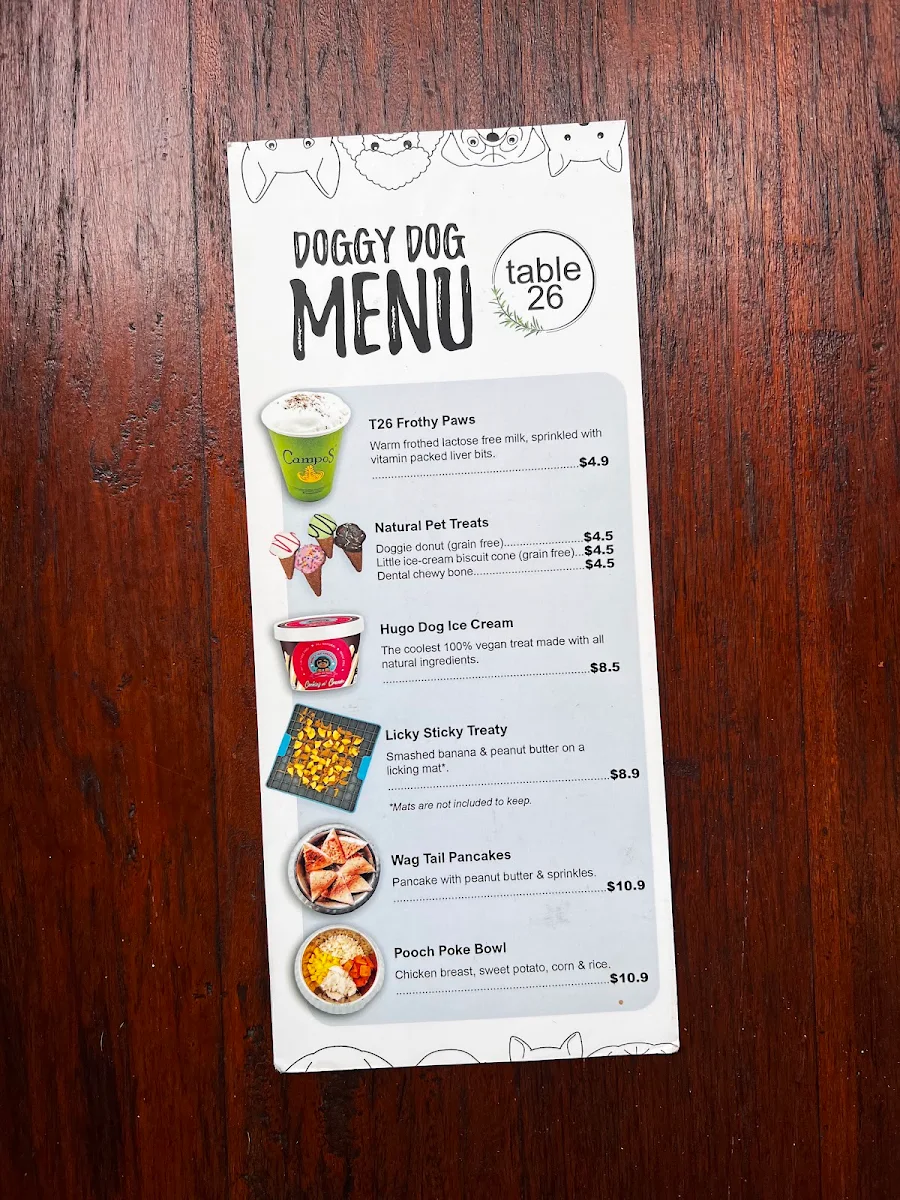 Menu, Table 26 West End