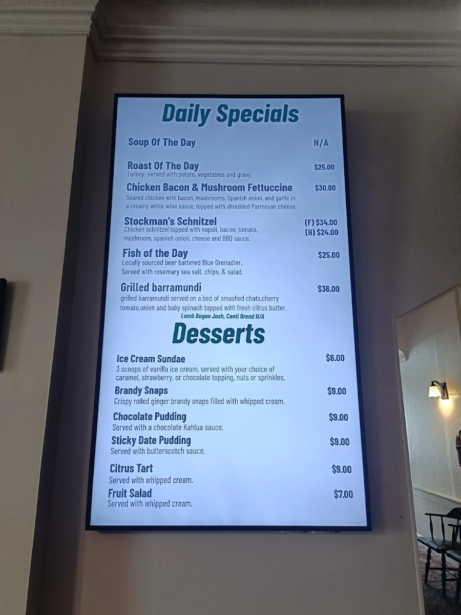 Menu, Mac’s Hotel