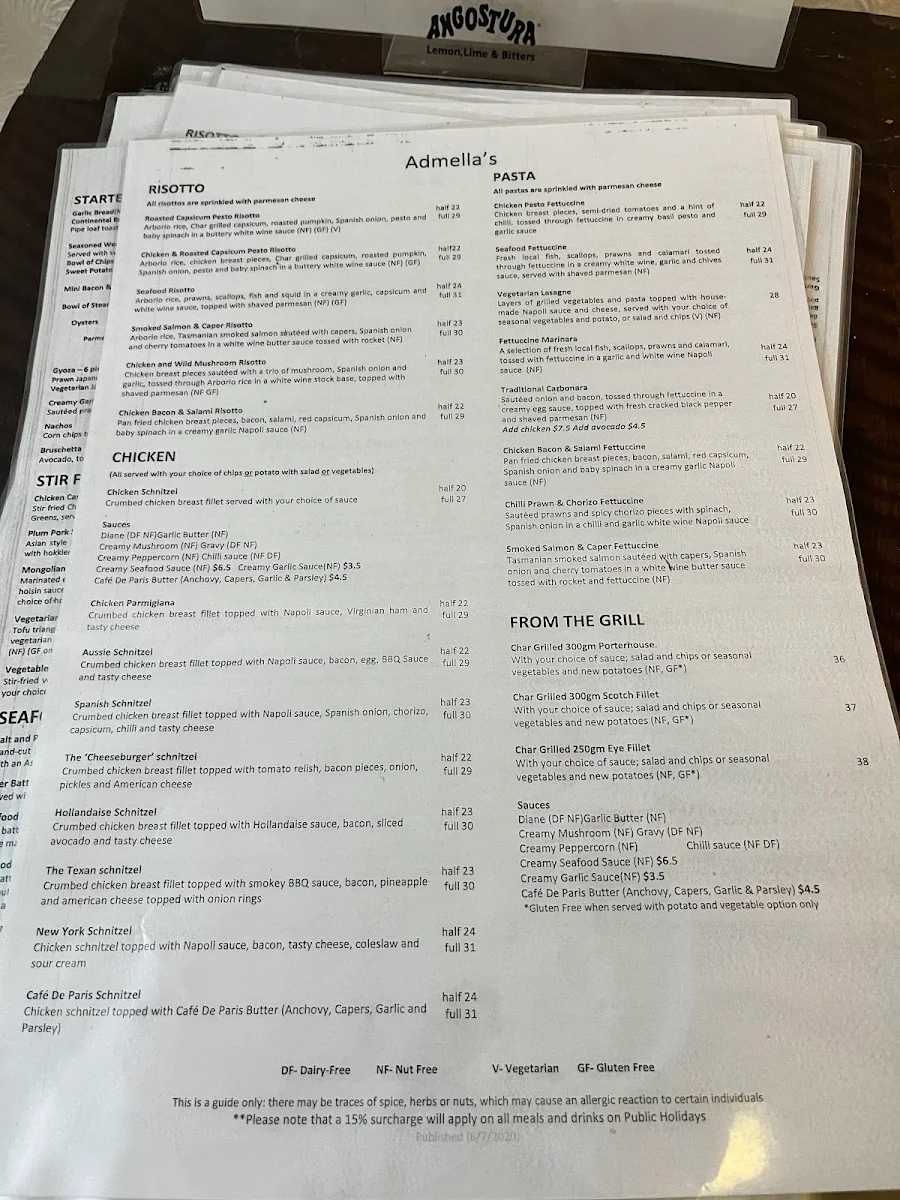Menu, Mac’s Hotel
