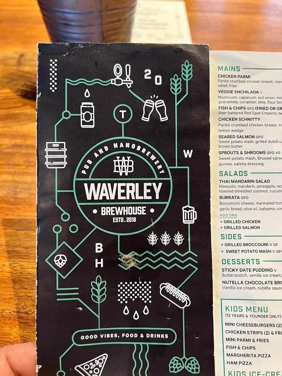 Menu, The Waverley Brewhouse