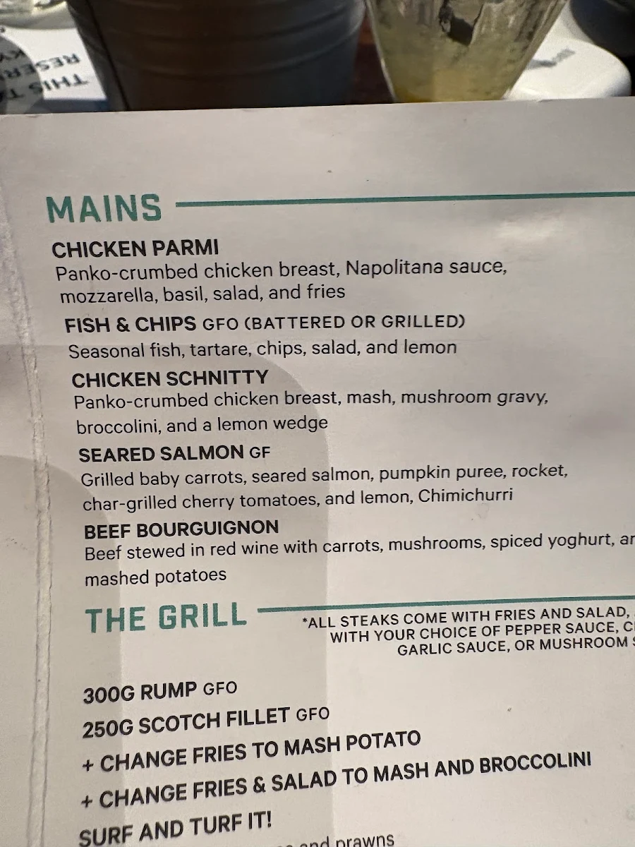 Menu, The Waverley Brewhouse