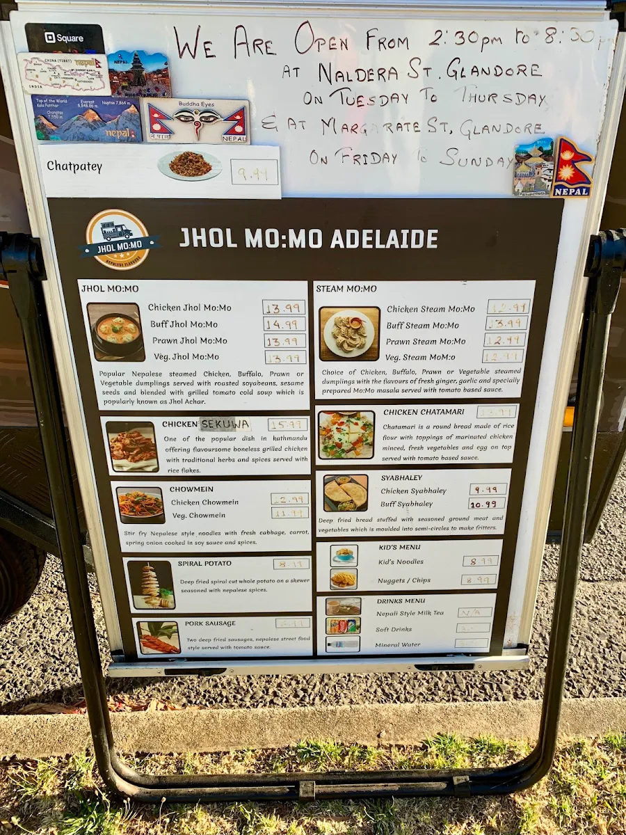 Menu, JHOL MO:MO ADELAIDE