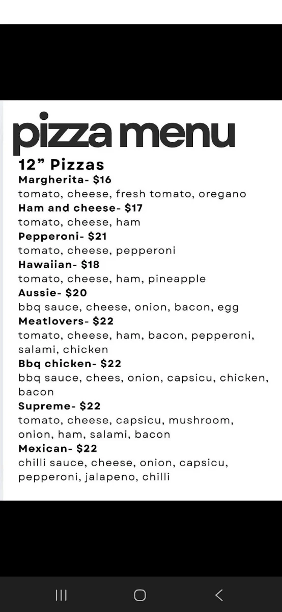 Menu, Town Square Takeaway