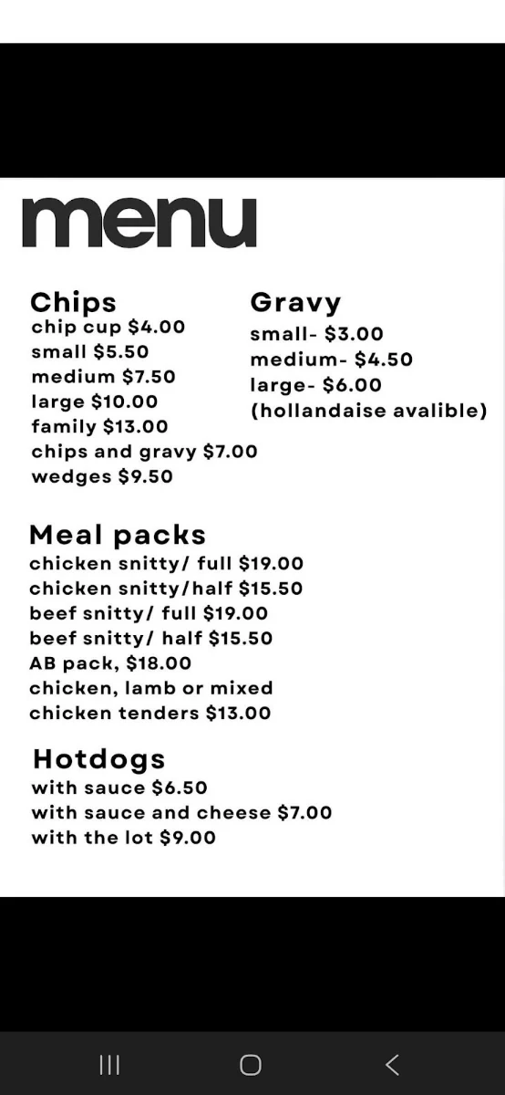 Menu, Town Square Takeaway