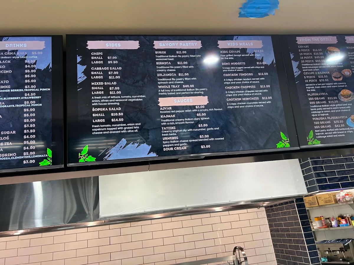 Menu, Teo's Charcoal Grill