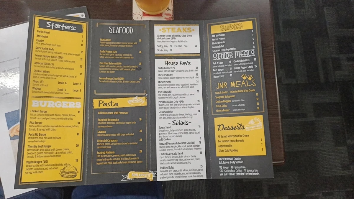 Menu, The Thornlie