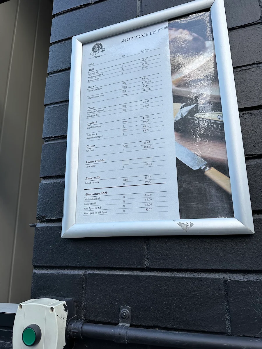 Menu, Padre Coffee at St David Dairy - Fitzroy