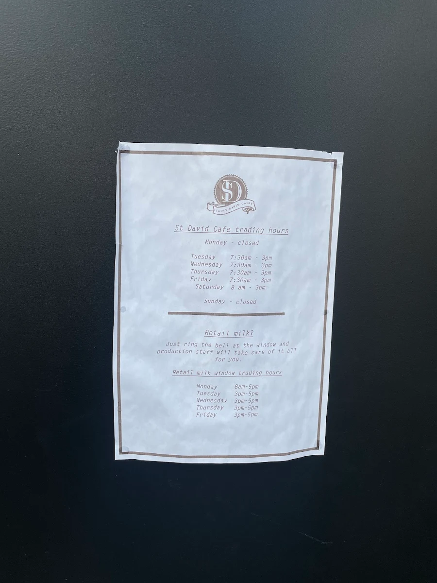 Menu, Padre Coffee at St David Dairy - Fitzroy