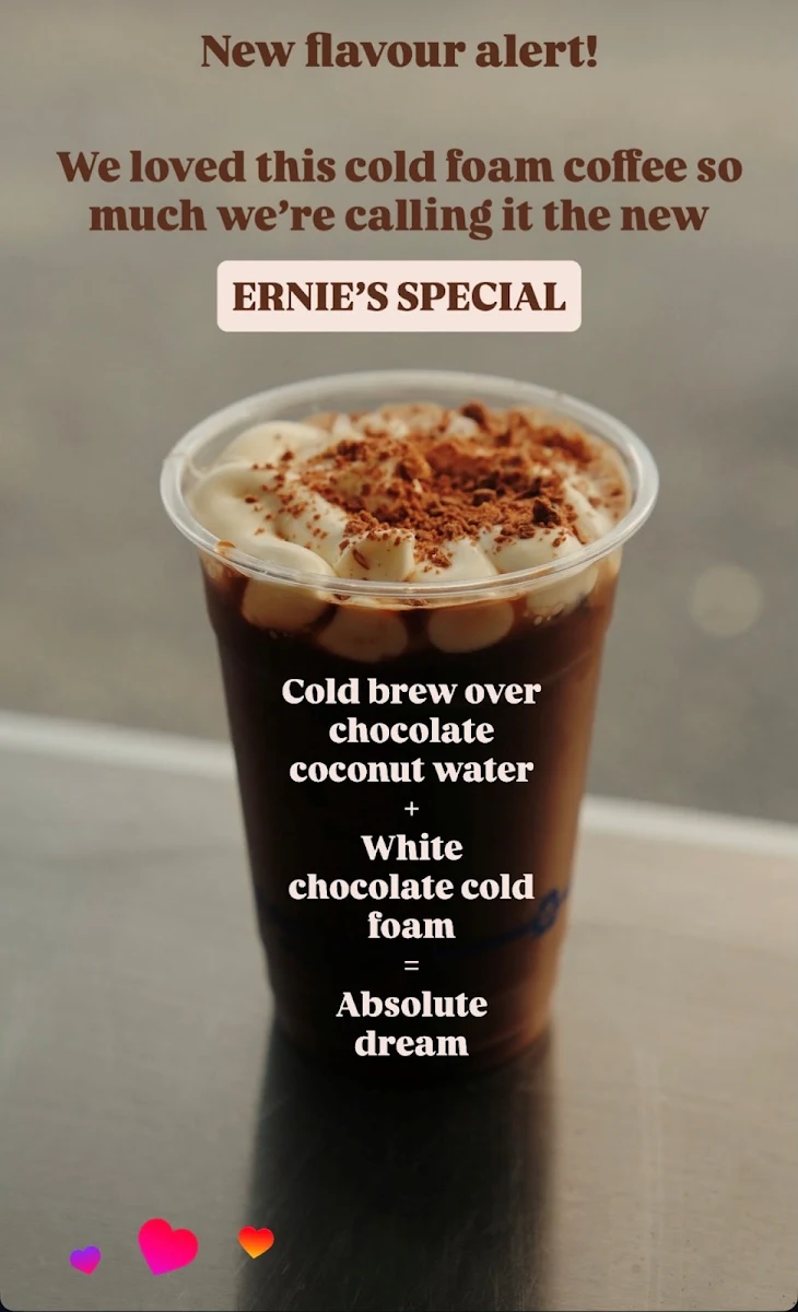 Menu, Ernie's Cafe