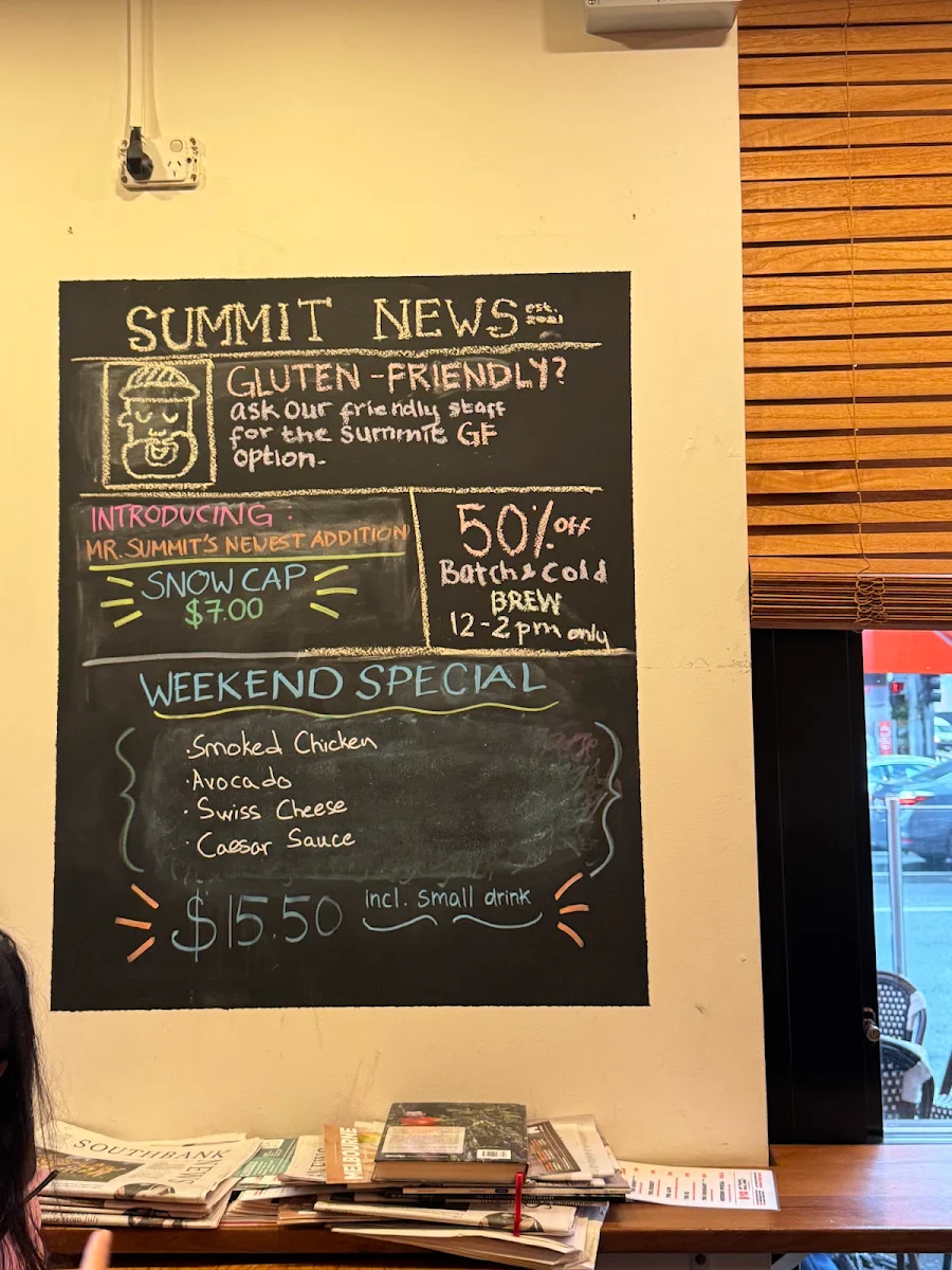 Menu, Mr. Summit Cafe City Road