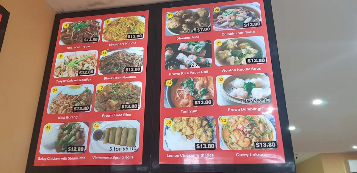 Menu, Romsey Noodle Cuisine