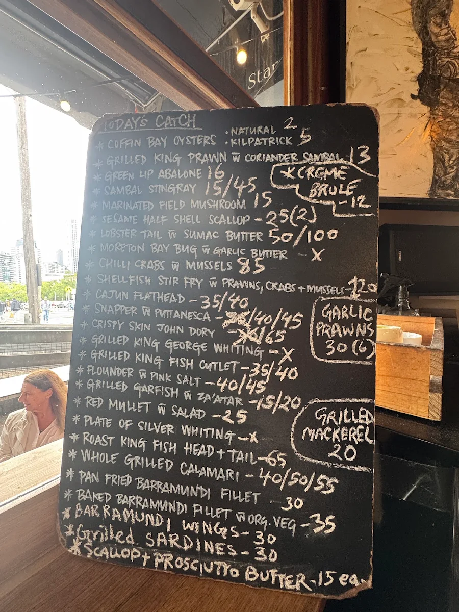 Menu, Claypots Evening Star