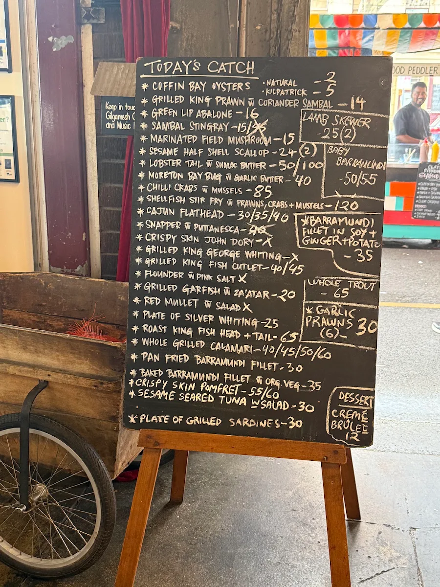 Menu, Claypots Evening Star