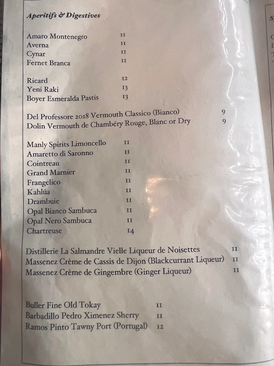 Menu, Claypots Evening Star