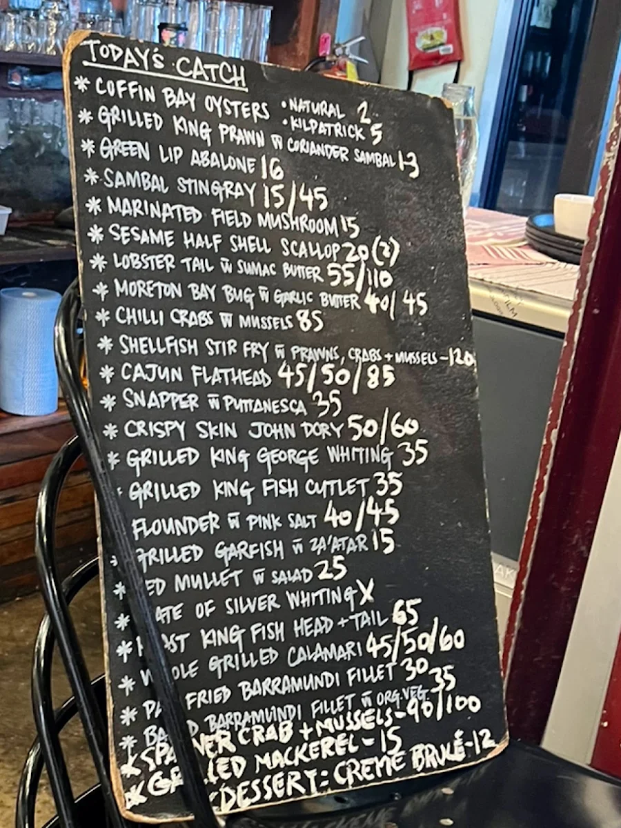 Menu, Claypots Evening Star