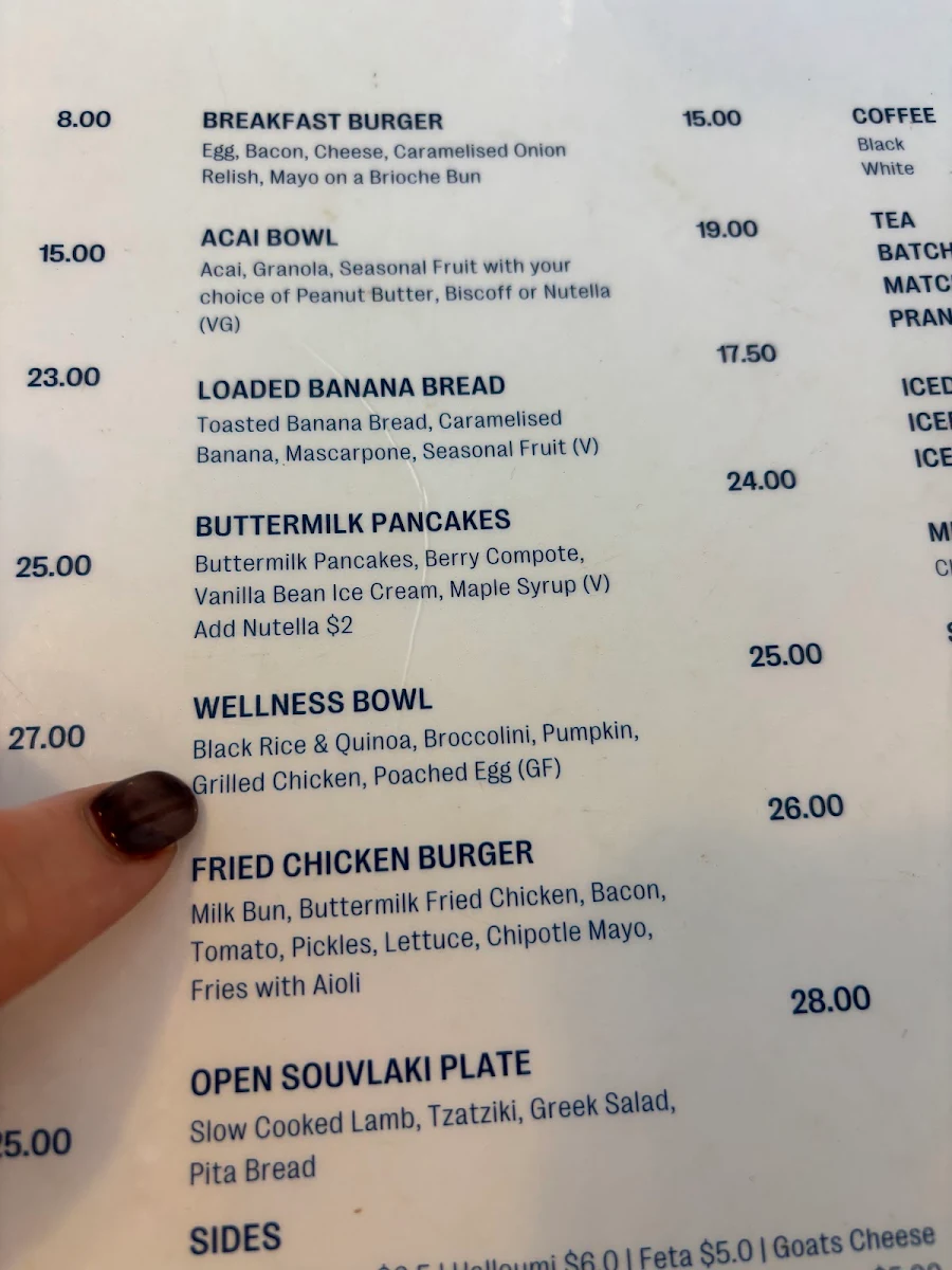 Menu, Daisy on the Esplanade