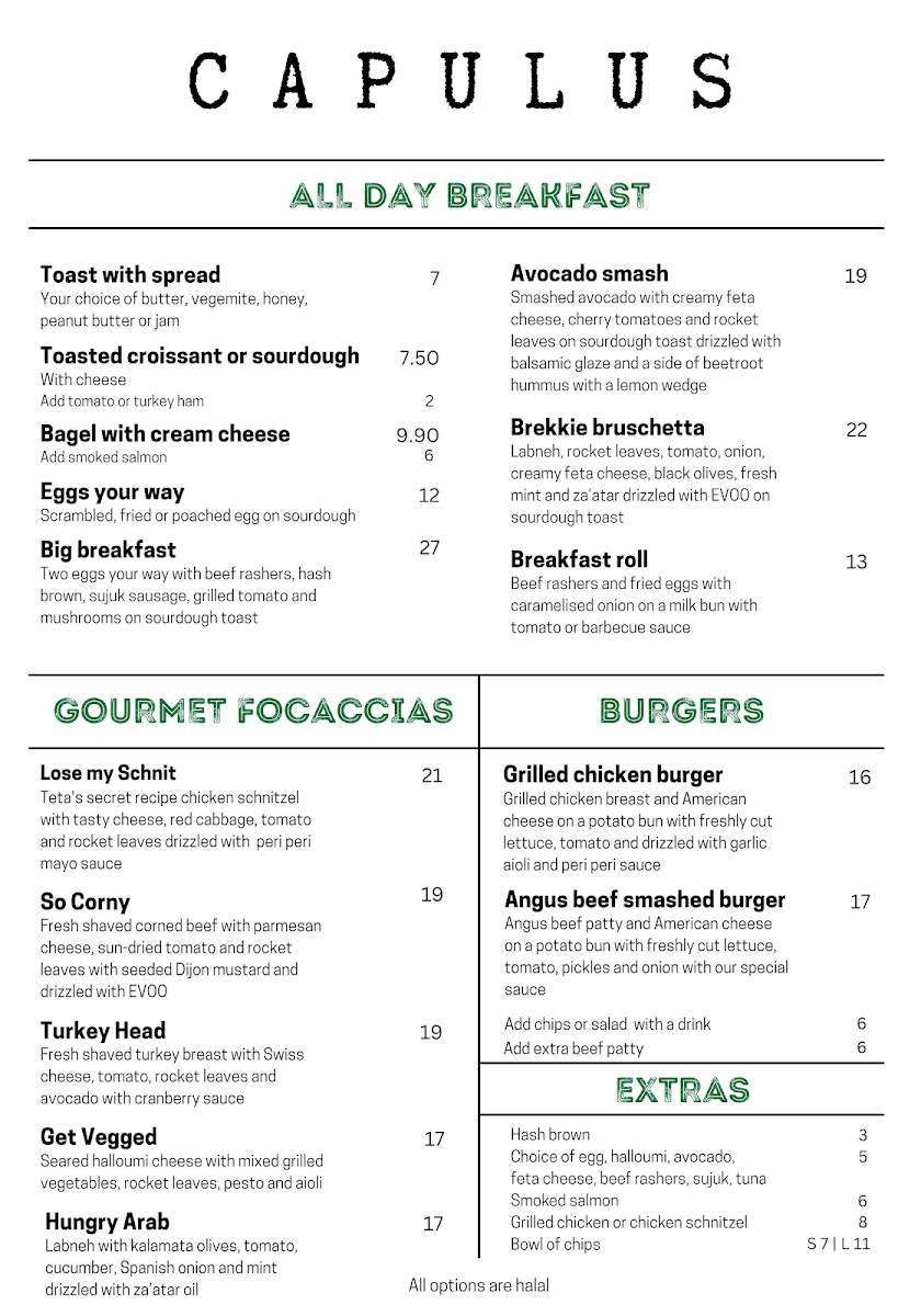 Menu, Capulus