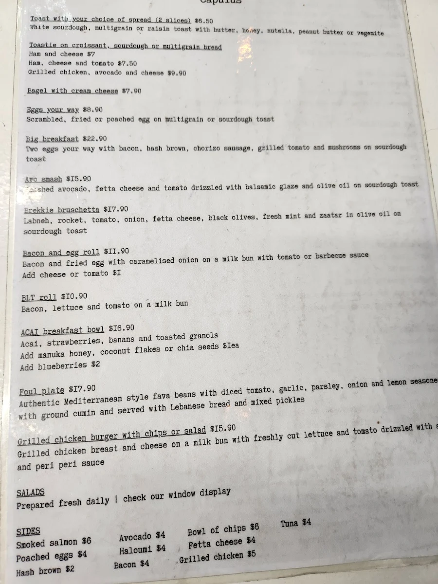 Menu, Capulus