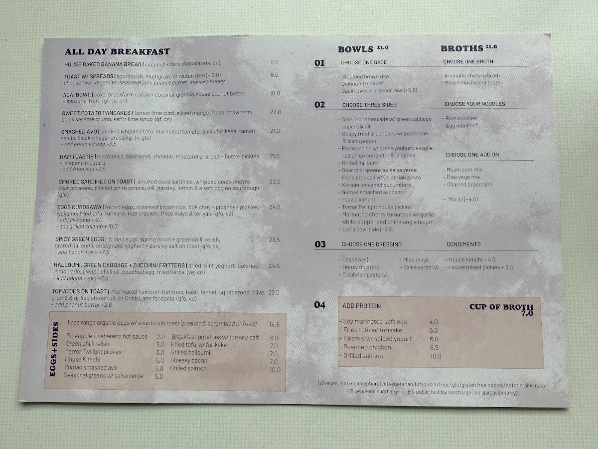 Menu, Terror Twilight