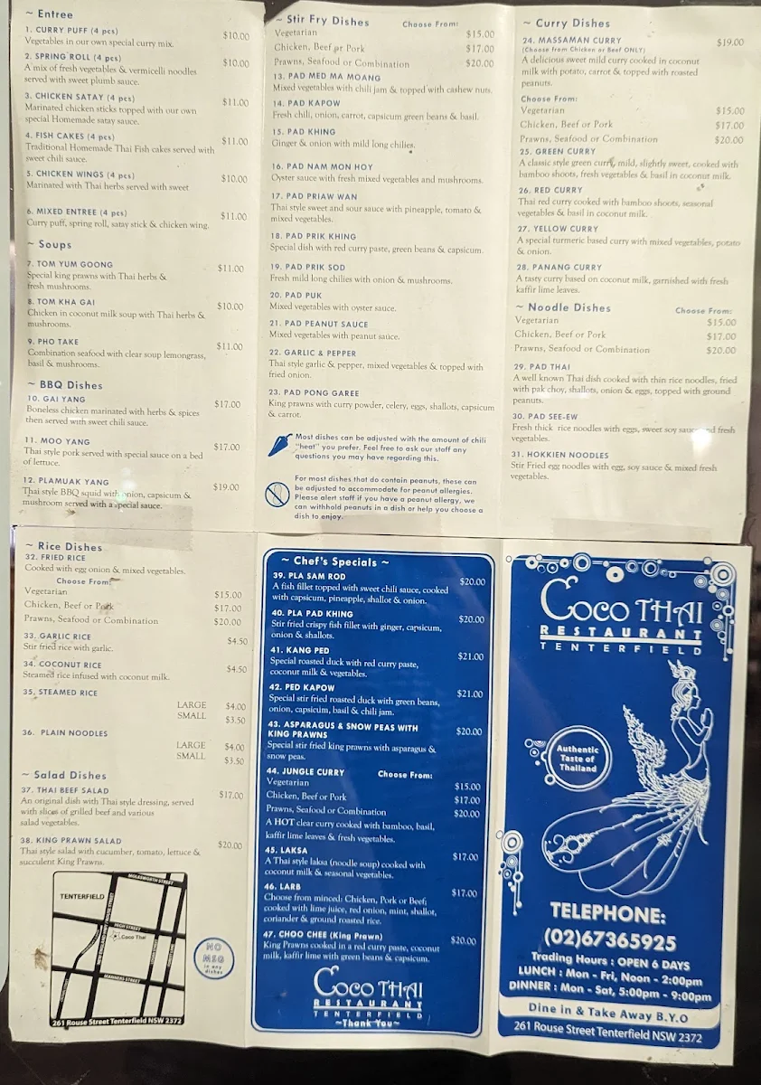 Menu, Coco Thai