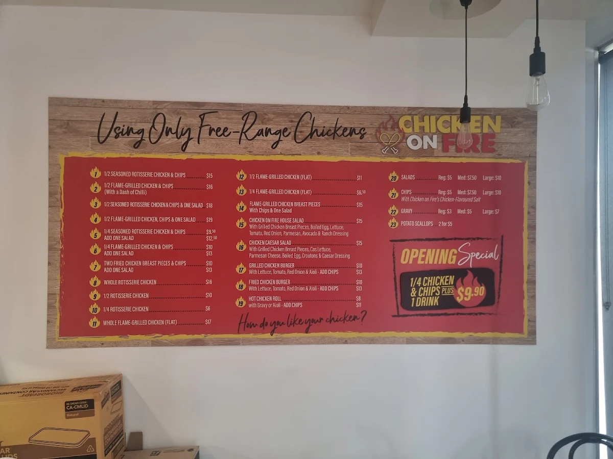 Menu, AT Chicken carvery and salad