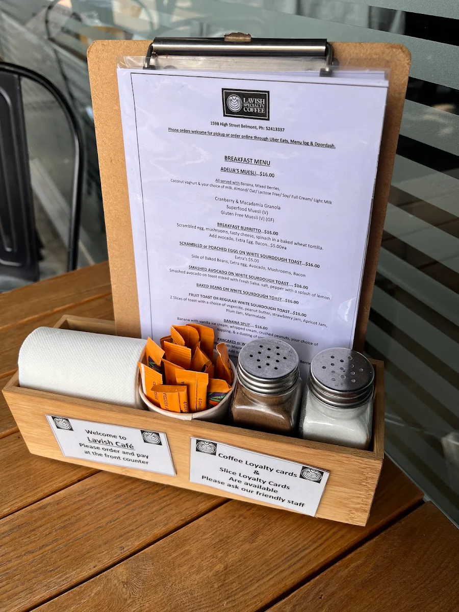 Menu, Lavish Specialty Coffee