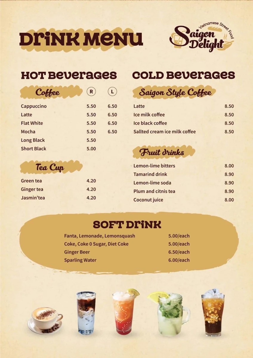 Menu, SAIGON DELIGHT - Tamworth