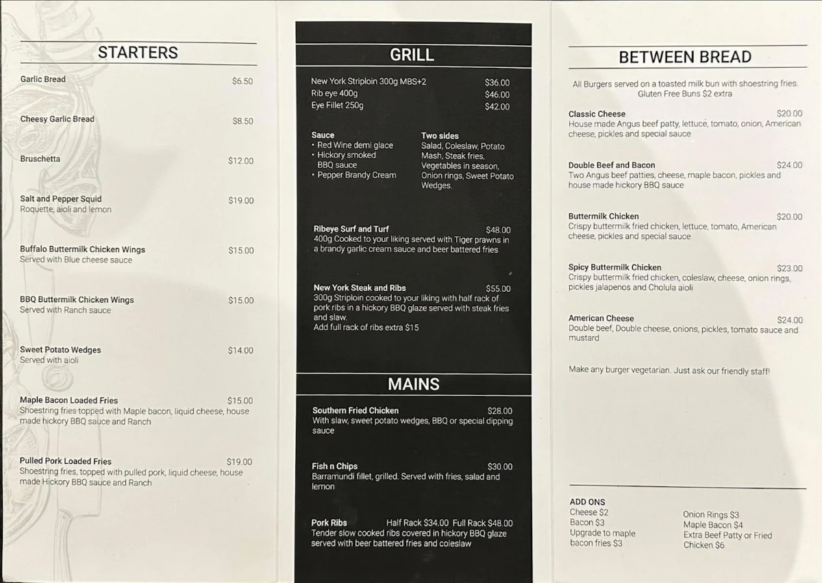 Menu, Crepe Escape