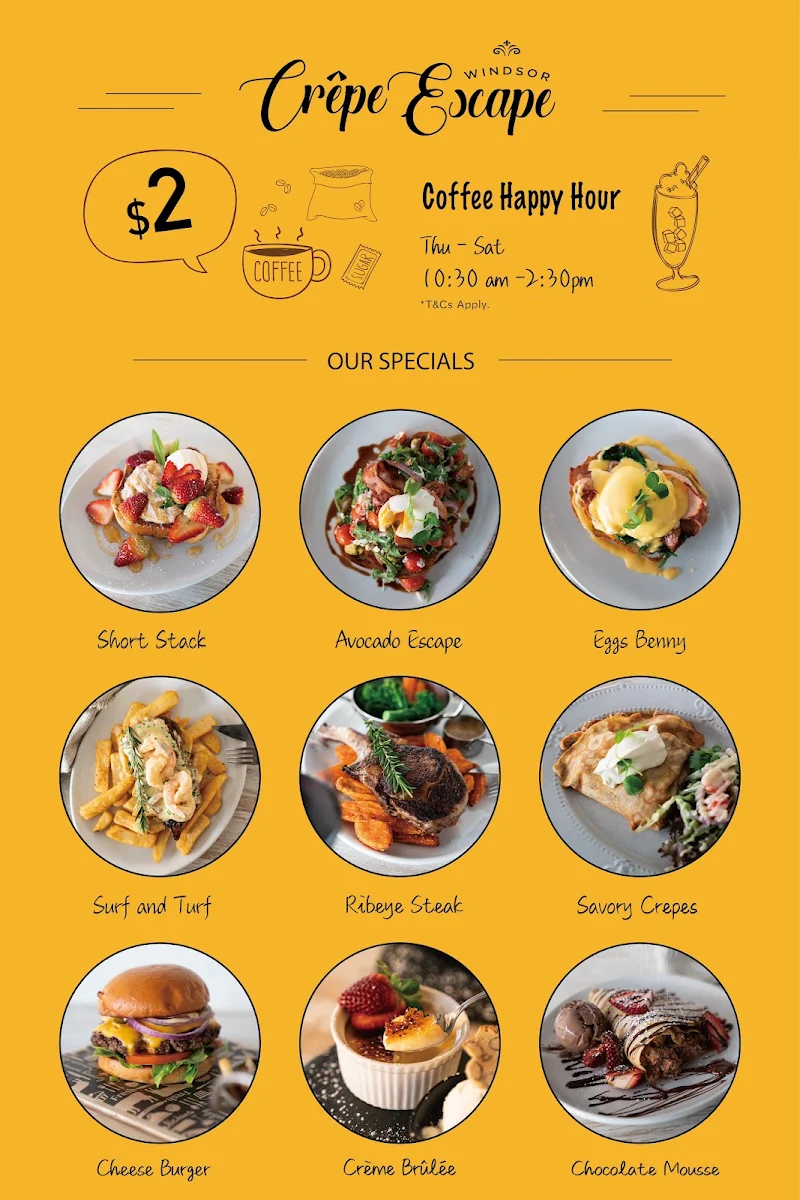 Menu, Crepe Escape