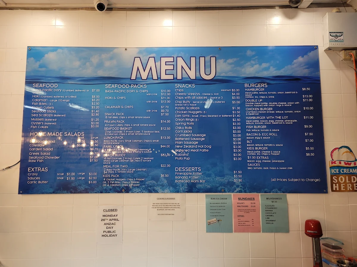 Menu, Hooked and Cooked Oxenford