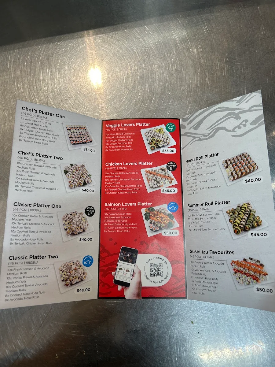 Menu, Sushi Izu