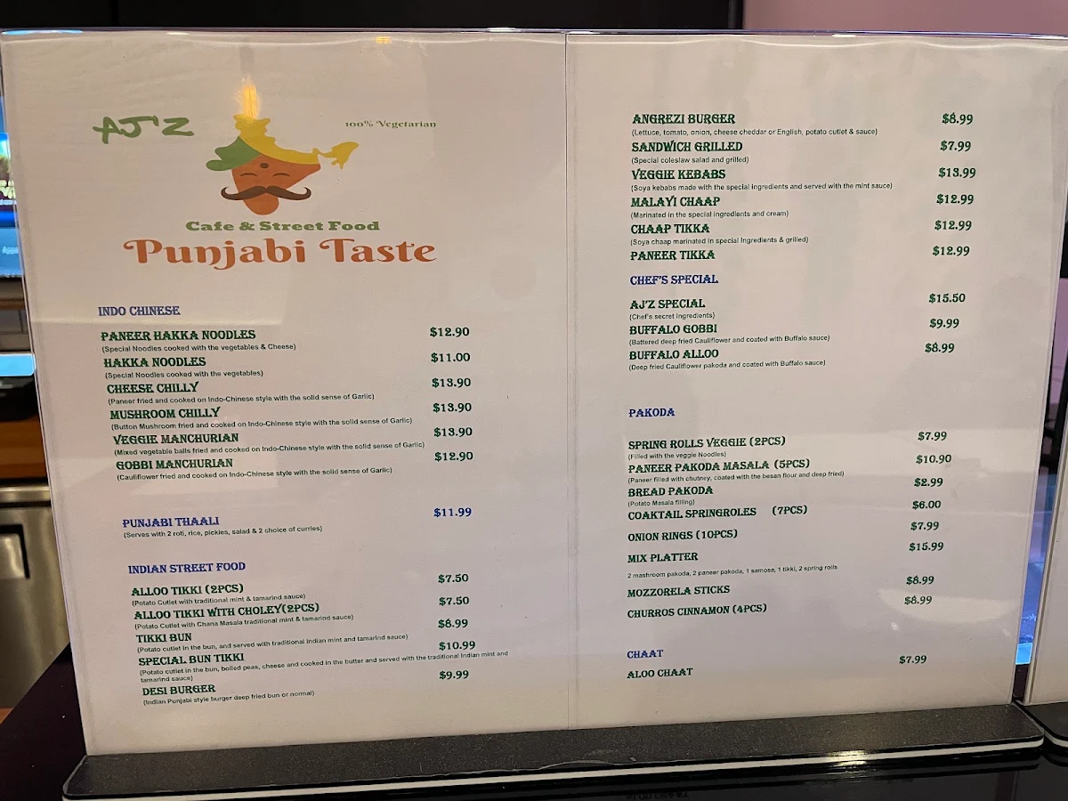 Menu, PUNJABI TASTE