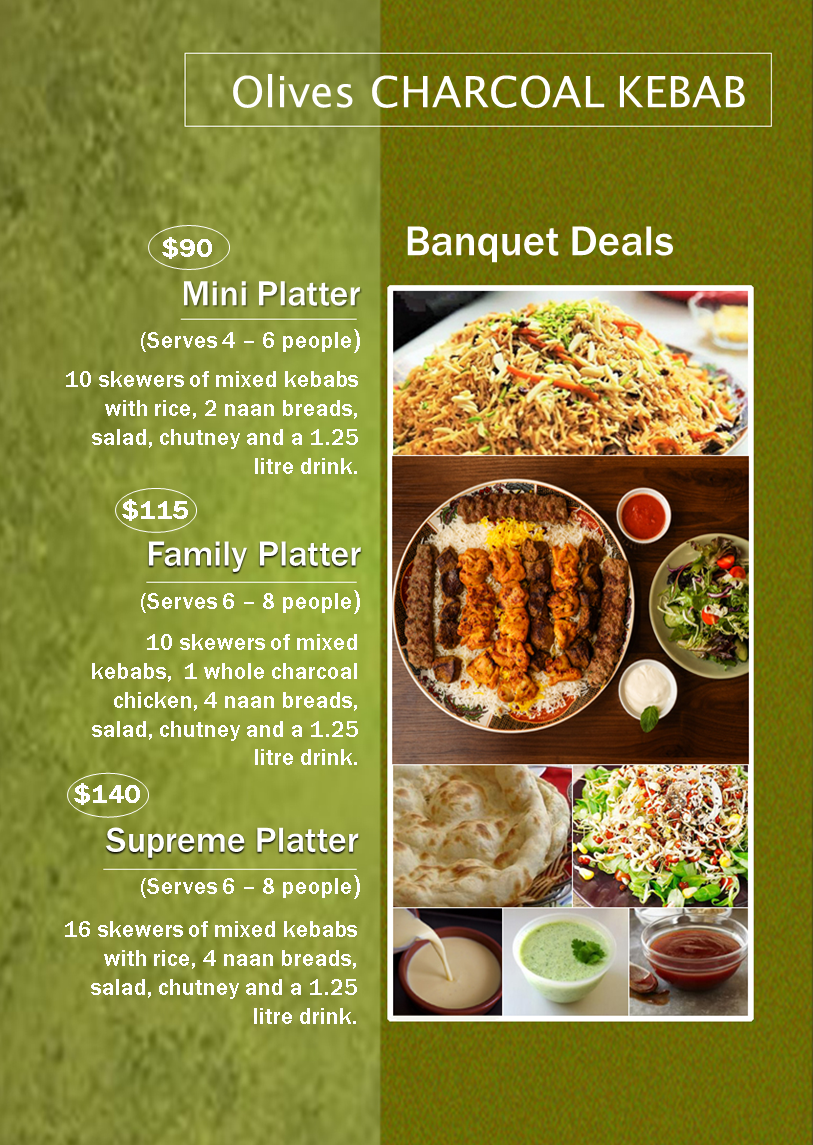 Menu, Olives Pakistani Cuisine