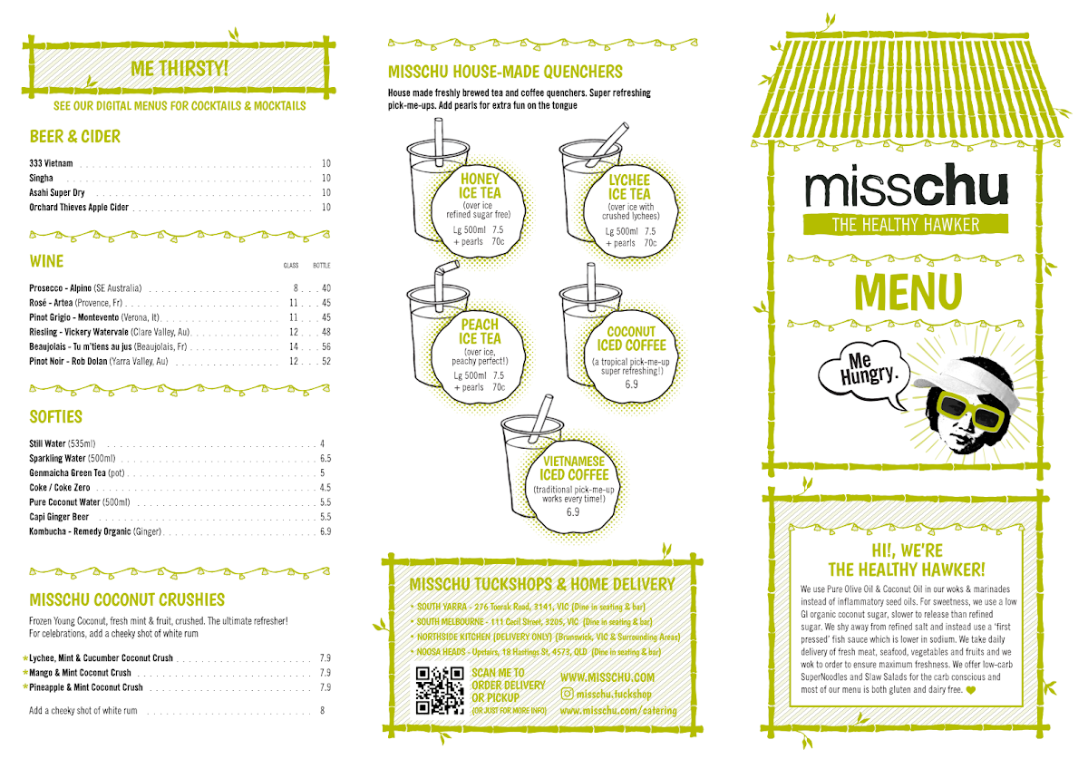 Menu, MISSCHU South Melbourne