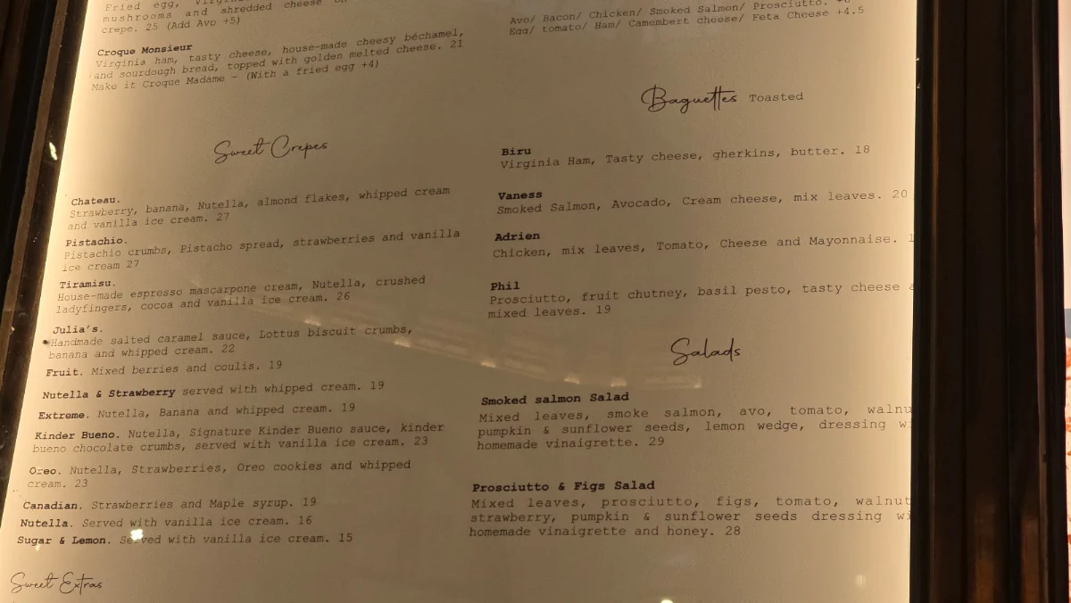 Menu, Le Petit Chateau Restaurant