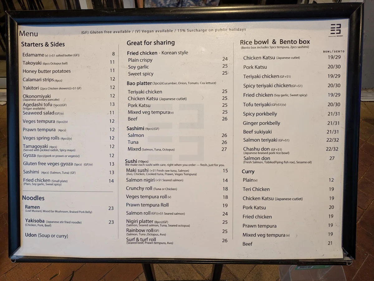 Menu, NIKONIKO Japanese Table