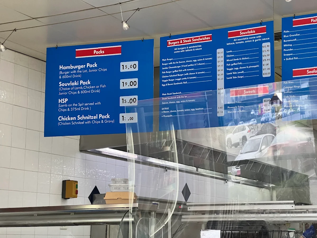 Menu, Gylls & Grylls Fish & Chippery Narre Warren