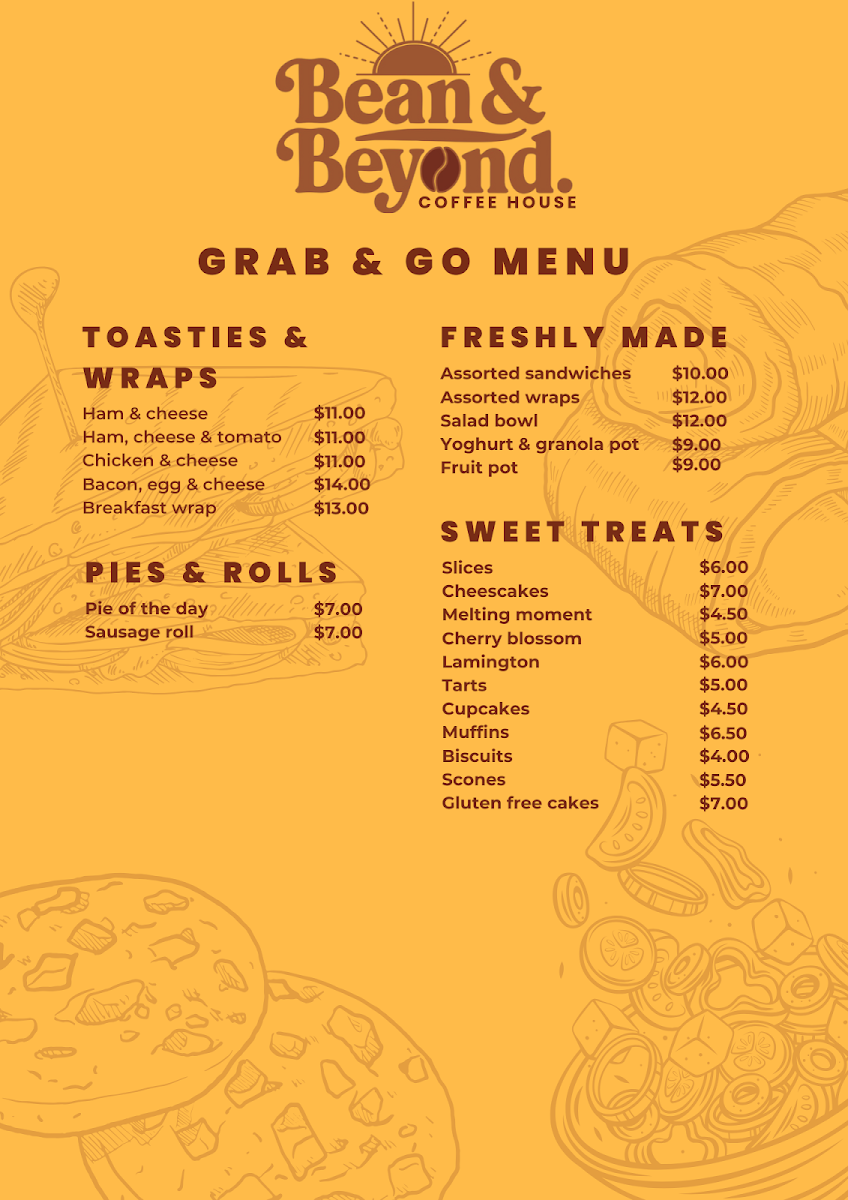 Menu, Bean & Beyond Coffee House