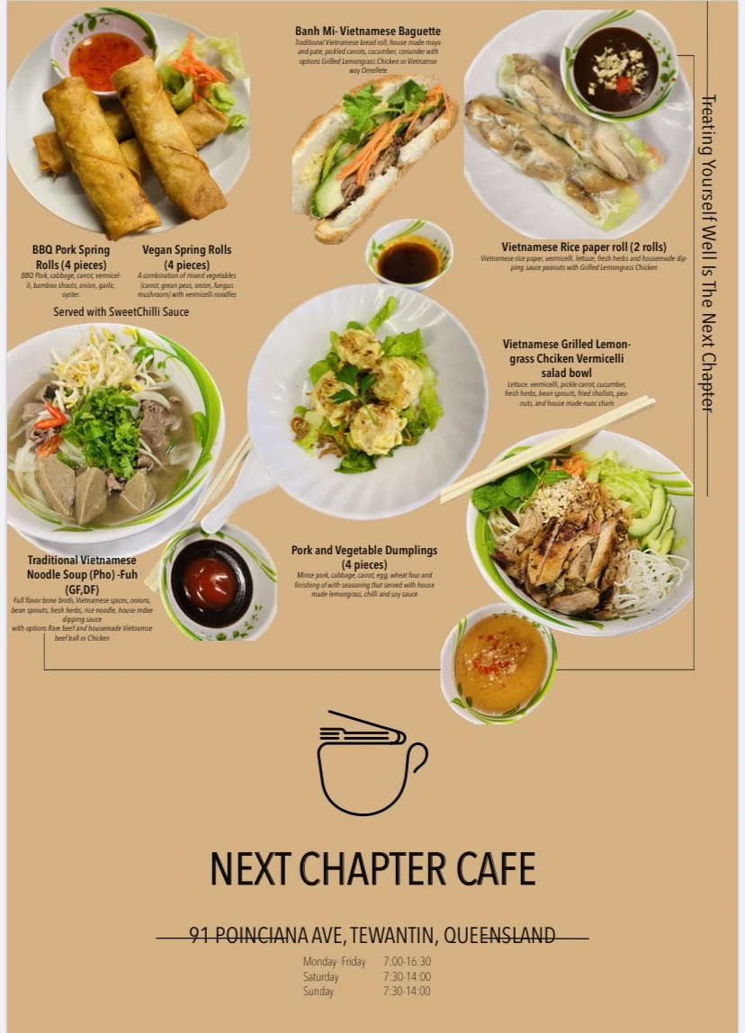 Menu, Next Chapter Cafe